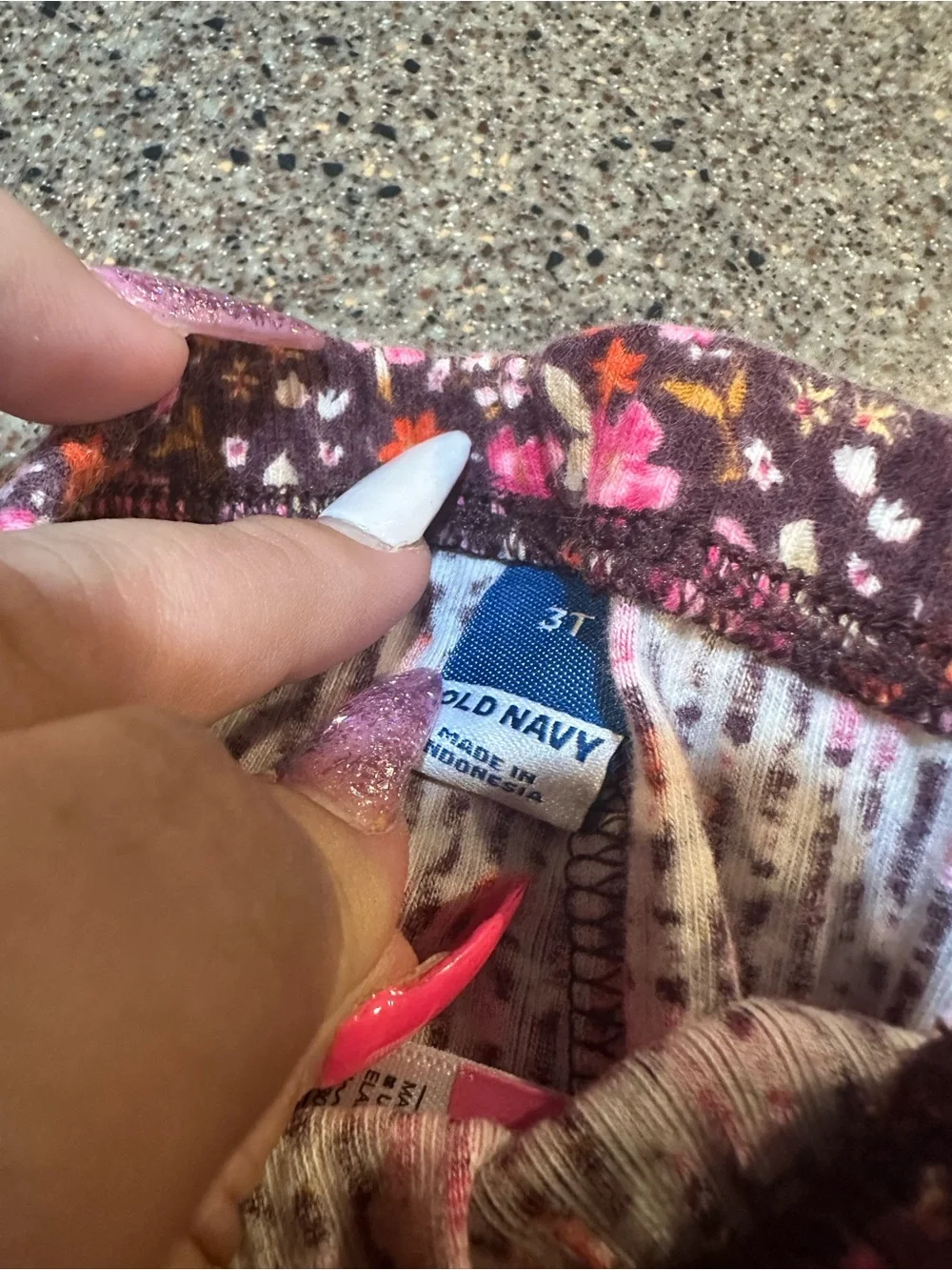 Old Navy Girls Floral Print Pants — Pink, Orange & Brown
